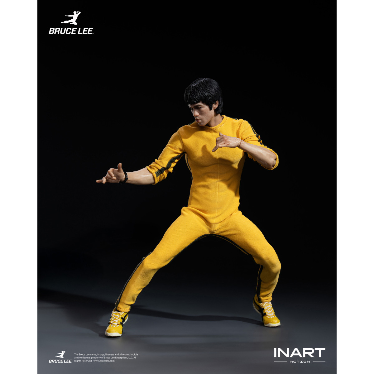 INART - Bruce Lee (Mono amarillo) Figura de acción a escala 1/12 - El juego de la muerte