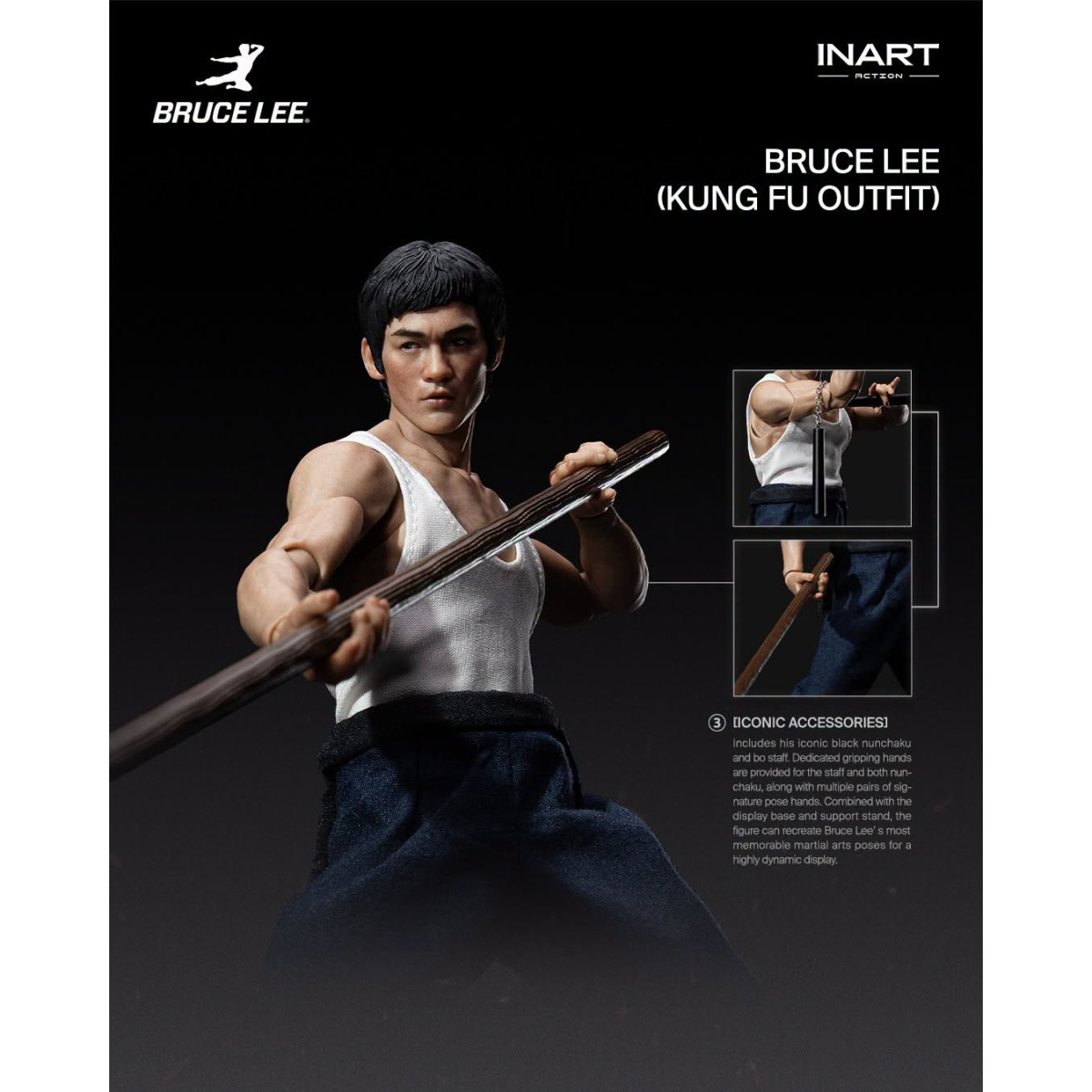 INART - « Bruce Lee » (traje de kung fu) Figura de acción a escala 1/12
