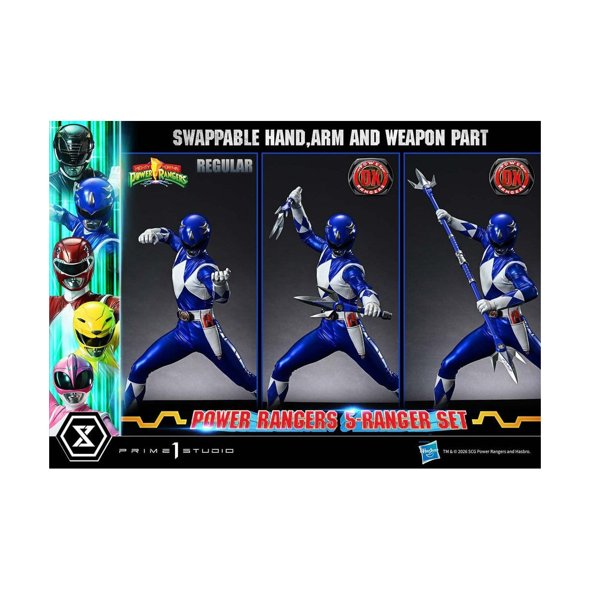 Prime 1 Studio - Mighty Morphin Power Rangers, Premium Masterline, juego de 5 figuras a escala 1/4, versión Deluxe