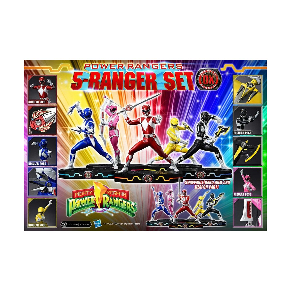 Prime 1 Studio - Mighty Morphin Power Rangers, Premium Masterline, juego de 5 figuras a escala 1/4, versión Deluxe