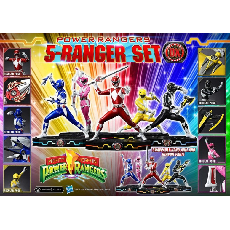 Prime 1 Studio - Mighty Morphin Power Rangers, Premium Masterline, juego de 5 figuras a escala 1/4, versión Deluxe