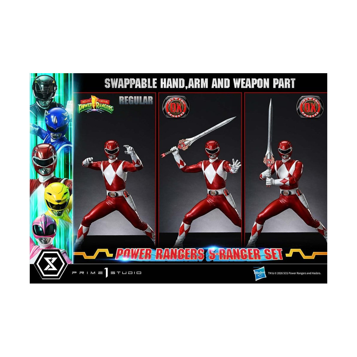Prime 1 Studio - Mighty Morphin Power Rangers, Premium Masterline, juego de 5 figuras a escala 1/4, versión Deluxe