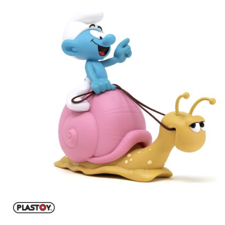 Plastoy - Los Pitufos - Hucha de Pitufo a lomos de un caracol