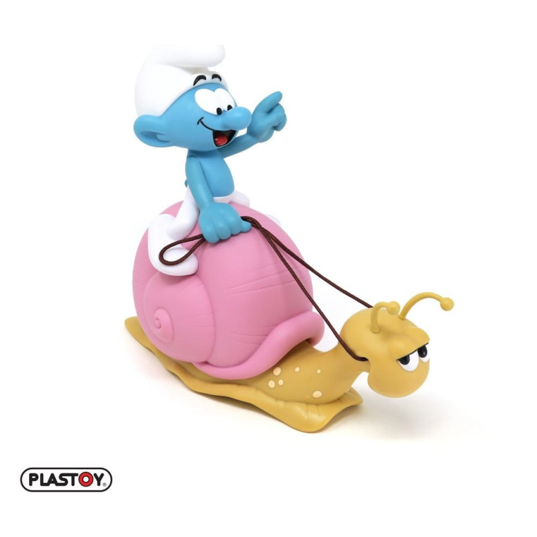 Plastoy - Los Pitufos - Hucha de Pitufo a lomos de un caracol