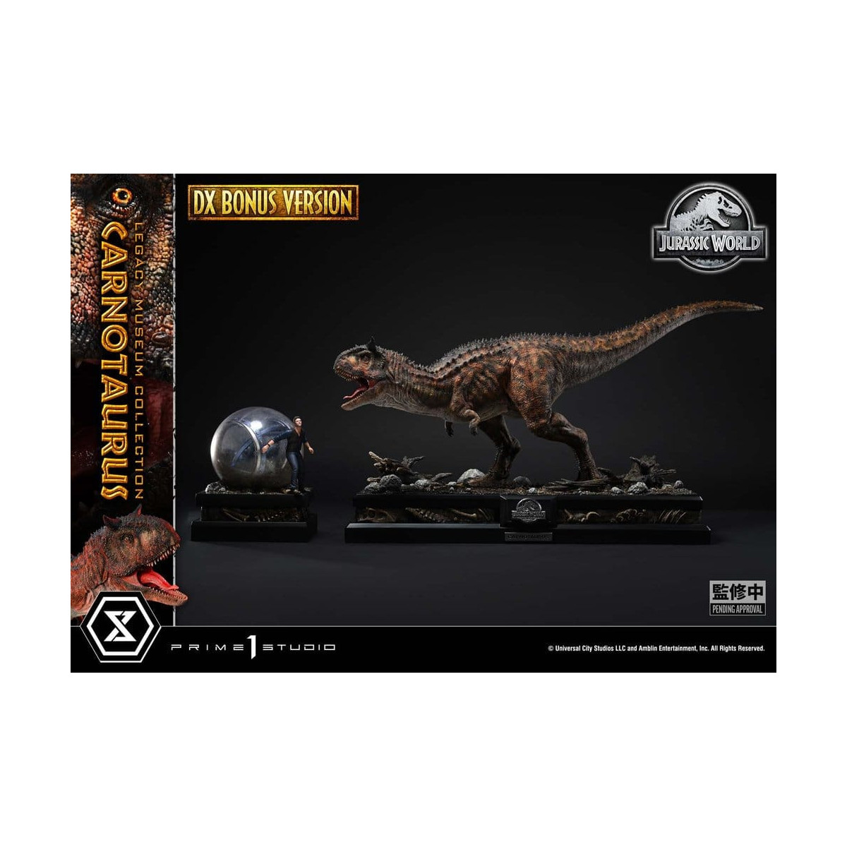 Prime 1 Studio - Jurassic World - Colección del Museo del Legado del Carnotaurus, Edición Deluxe con extras, 1/15