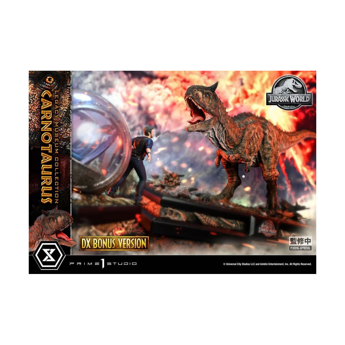Prime 1 Studio - Jurassic World - Colección del Museo del Legado del Carnotaurus, Edición Deluxe con extras, 1/15