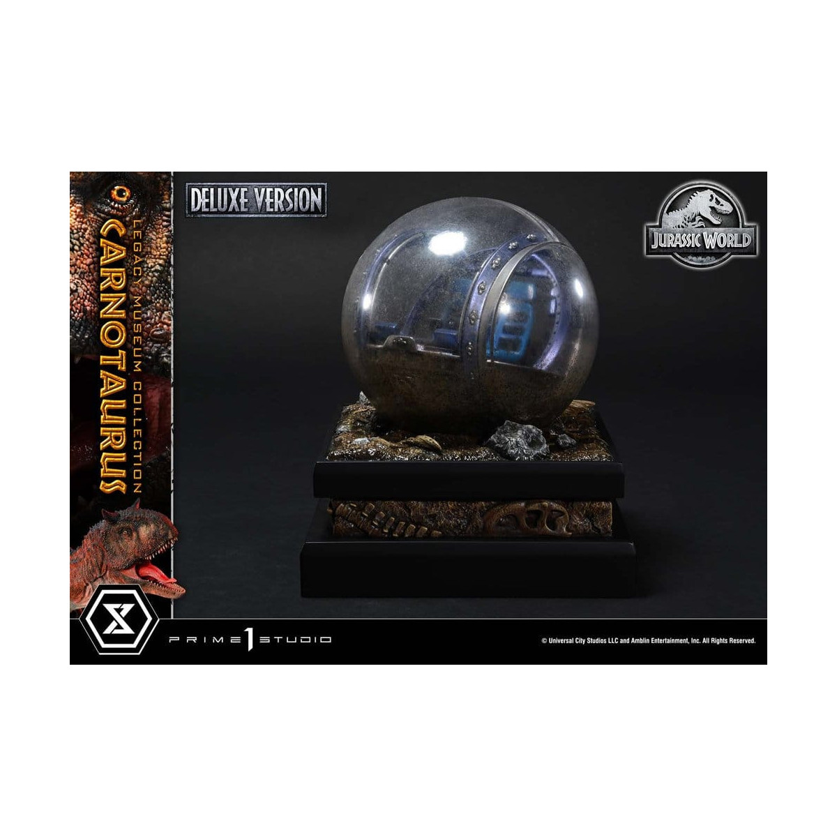 Prime 1 Studio - Jurassic World - Colección del Museo del Legado del Carnotaurus, Edición Deluxe con extras, 1/15