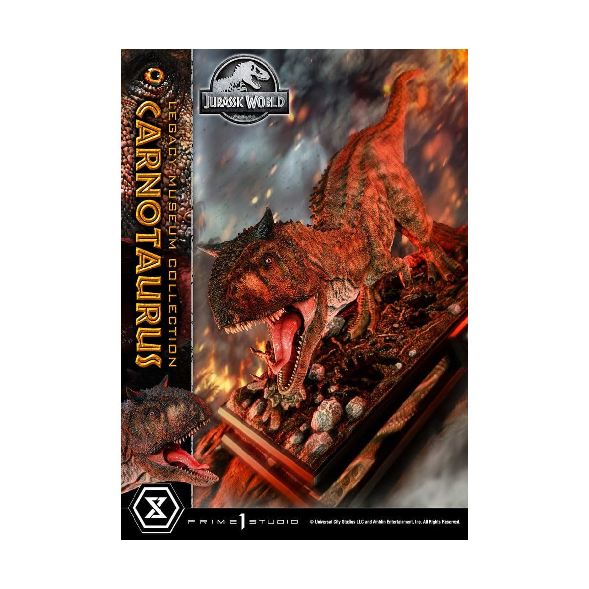 Prime 1 Studio - Jurassic World - Colección del Museo del Legado del Carnotaurus, Edición Deluxe con extras, 1/15