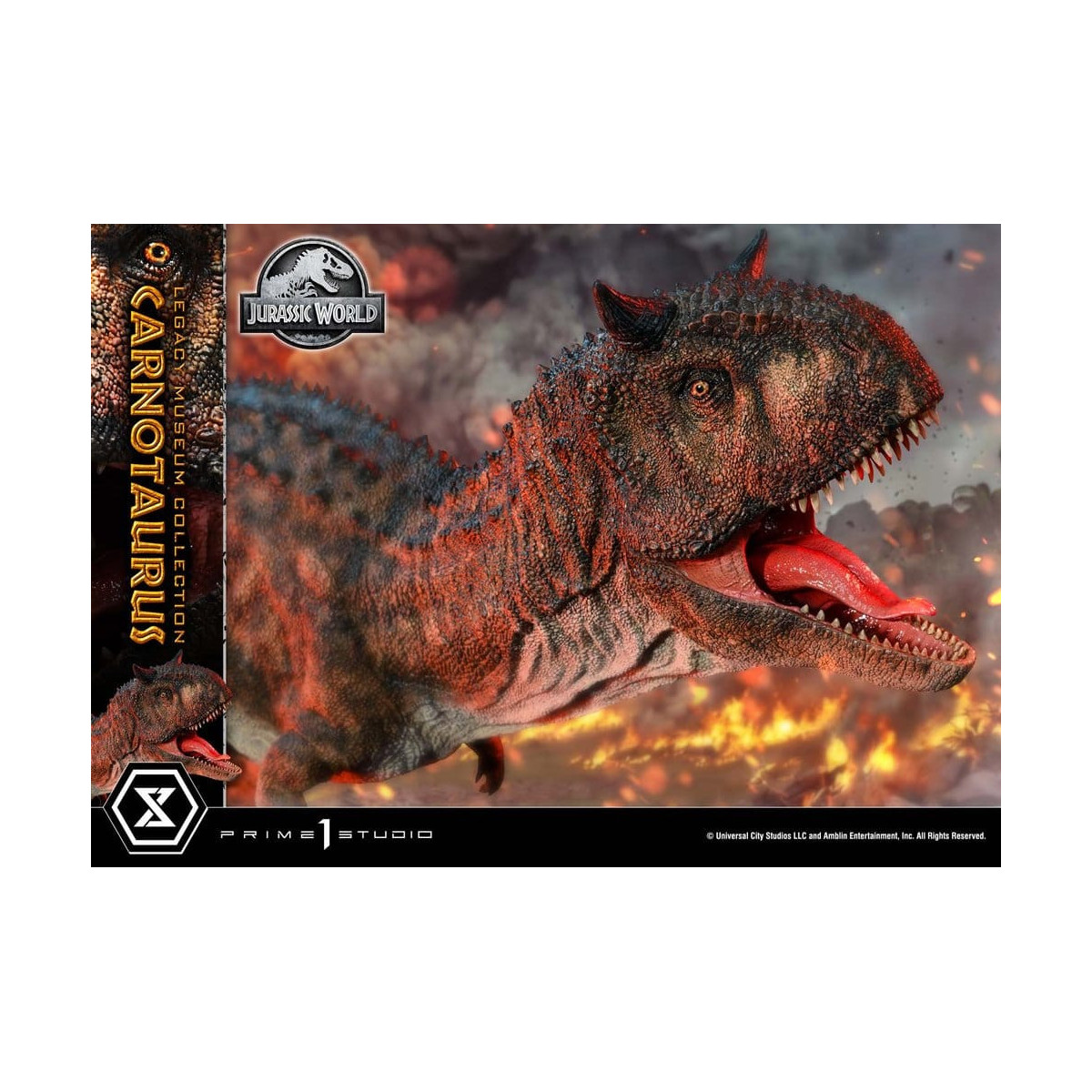 Prime 1 Studio - Jurassic World - Colección del Museo del Legado del Carnotaurus, Edición Deluxe con extras, 1/15