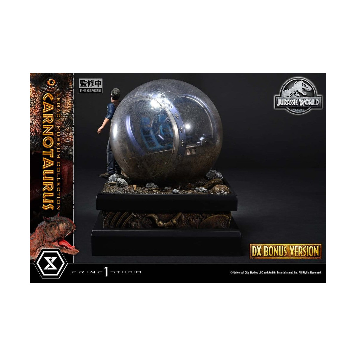 Prime 1 Studio - Jurassic World - Colección del Museo del Legado del Carnotaurus, Edición Deluxe con extras, 1/15