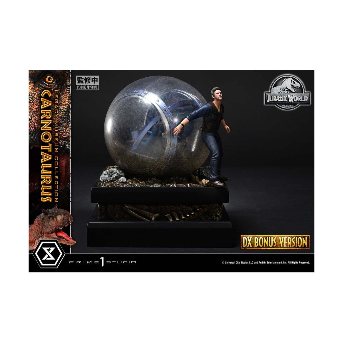 Prime 1 Studio - Jurassic World - Colección del Museo del Legado del Carnotaurus, Edición Deluxe con extras, 1/15