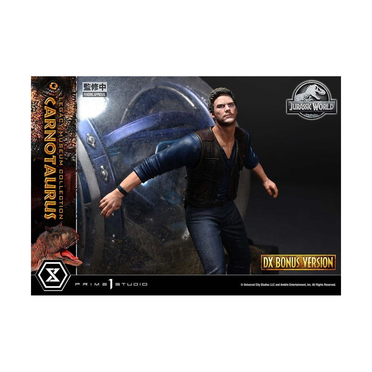 Prime 1 Studio - Jurassic World - Colección del Museo del Legado del Carnotaurus, Edición Deluxe con extras, 1/15