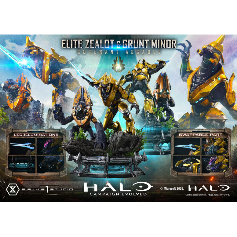 Prime 1 Studio - Halo Campagn Evolved Elite Zealot & Grunt Minor: Versión «Asalto del Pacto»