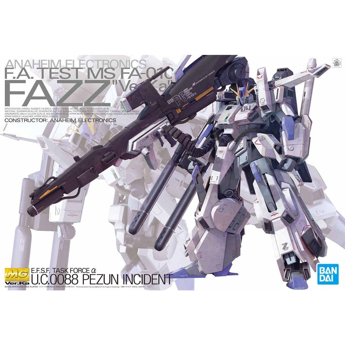 Bandai - Gunpla - 1/100 MG - MS FA-010 FAZZ Ver. Ka - Mobile Suit Gundam U.C.0088 Incidente de Pezun