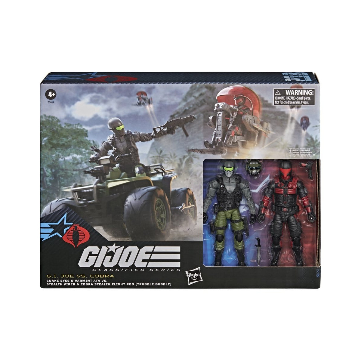 Hasbro G.I.JOE Serie Classified: Snake Eyes y Varmint ATV contra Stealth Viper y Stealth Flight Pod (Trubble Bubble) Cobra