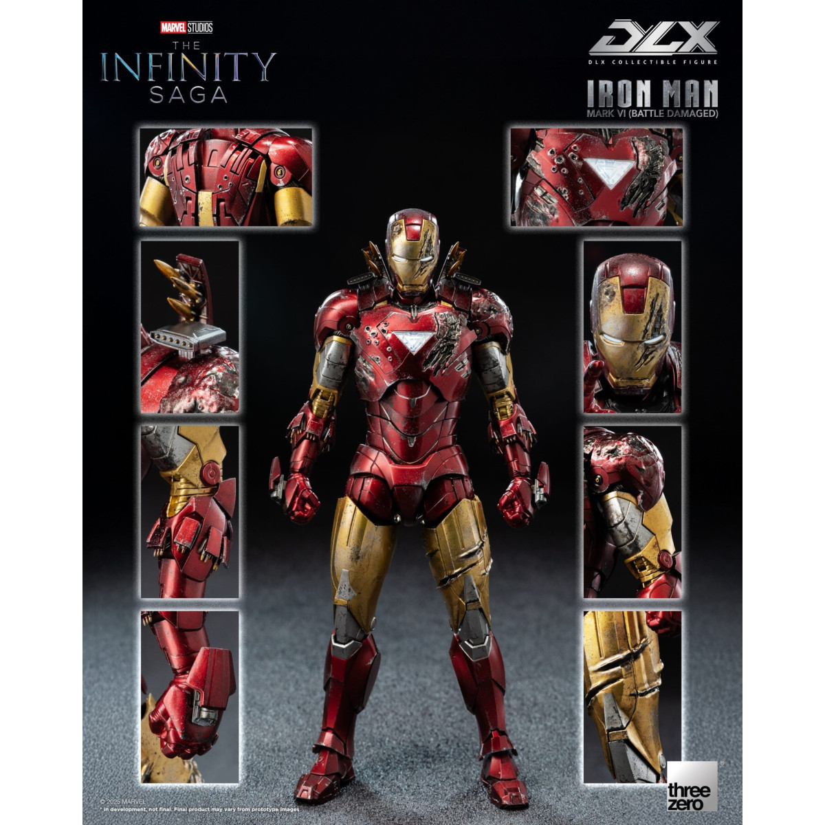 Threezero Infinity Saga Iron Man: Mark 6 (con daños de combate) DLX, escala 1/12