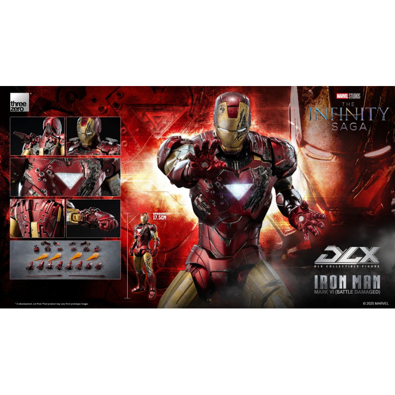 Threezero Infinity Saga Iron Man: Mark 6 (con daños de combate) DLX, escala 1/12