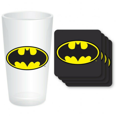 DC Comics - Batman Dark Knight - Maxi Glass y posavasos