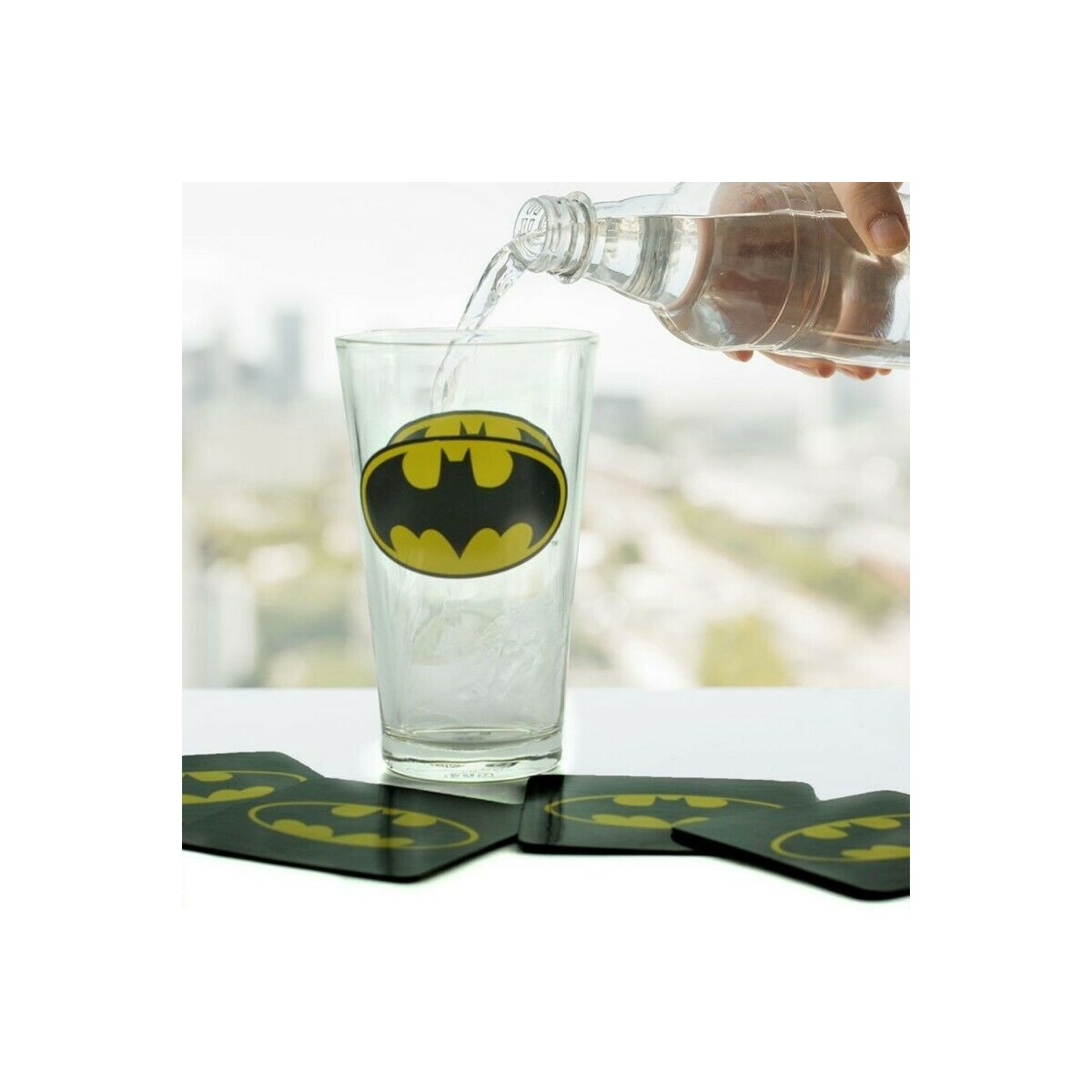 DC Comics - Batman Dark Knight - Maxi Glass y posavasos