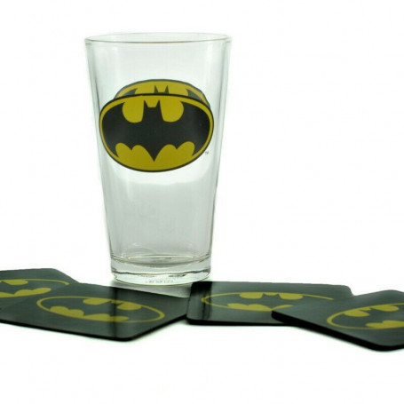 DC Comics - Batman Dark Knight - Maxi Glass y posavasos