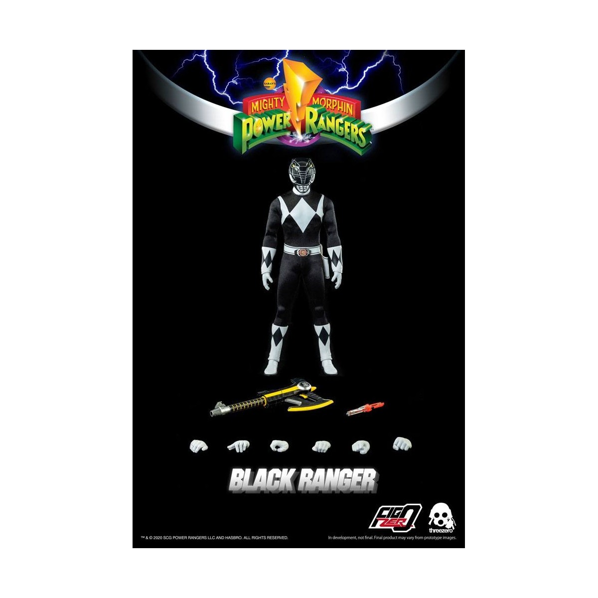 Tres 0 - Black Ranger - Mighty Morphin Power Rangers FigZero 1/6