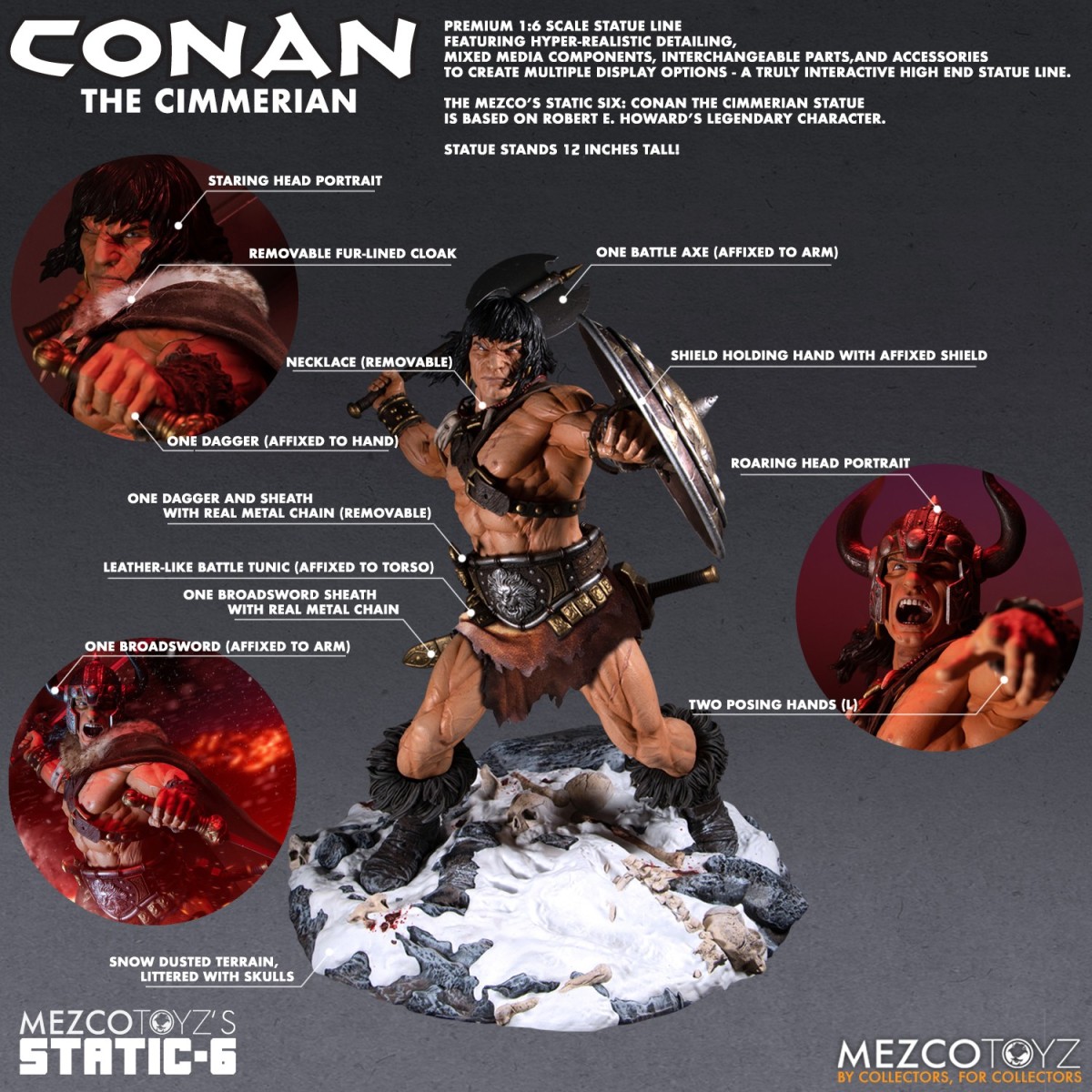 Mezco - Static 6 - Estatua de Conan el Cimerio 1/6