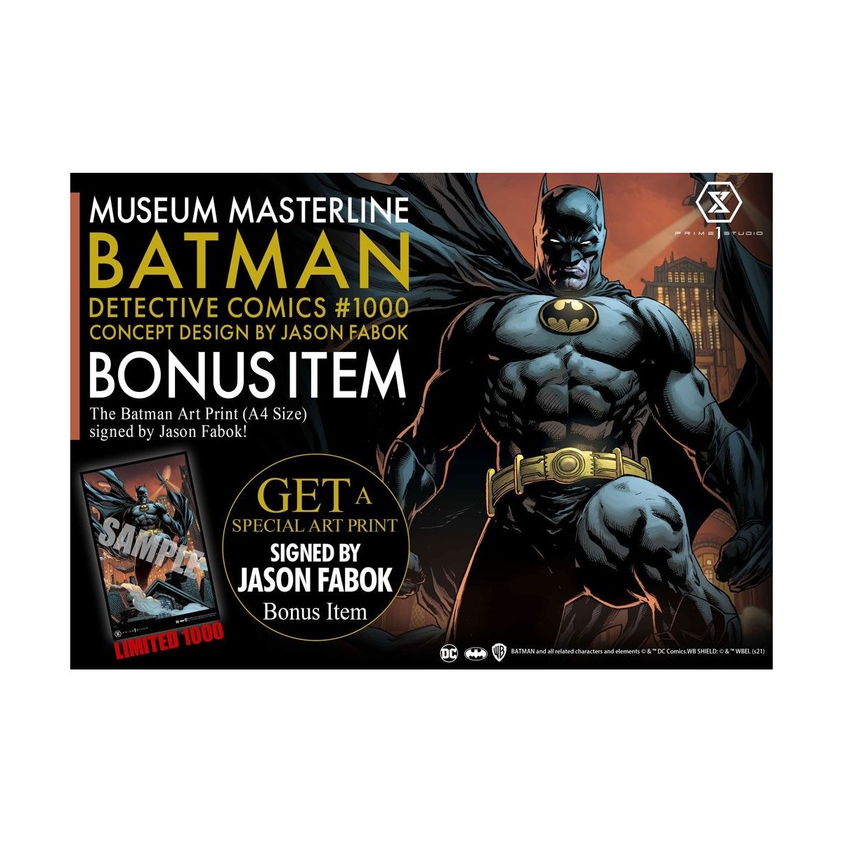 Prime 1 Studio - Diseño conceptual de Batman Detective Comics 1000 por Jason Fabok DX Bonus Ver