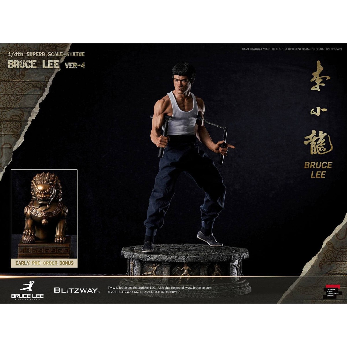 Blitzway - Estatuilla de Bruce Lee 1/4 Homenaje al 80º Aniversario - 55 cm