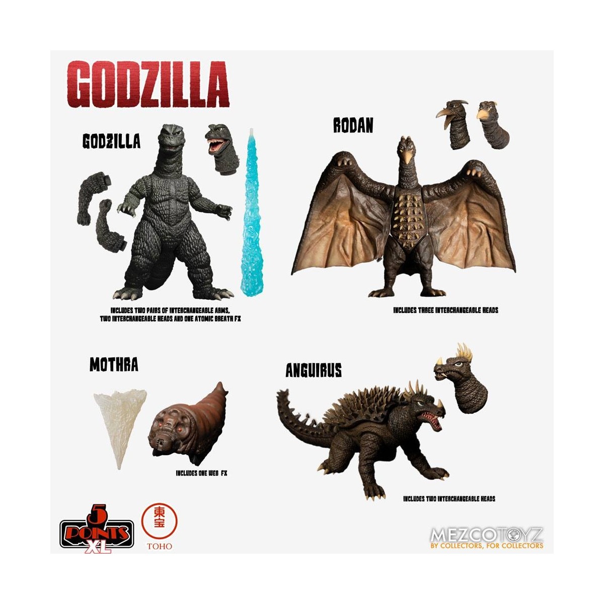 Mezco 5 Puntos XL Deluxe Box Set Ronda 1 - Godzilla: El ataque de los invasores