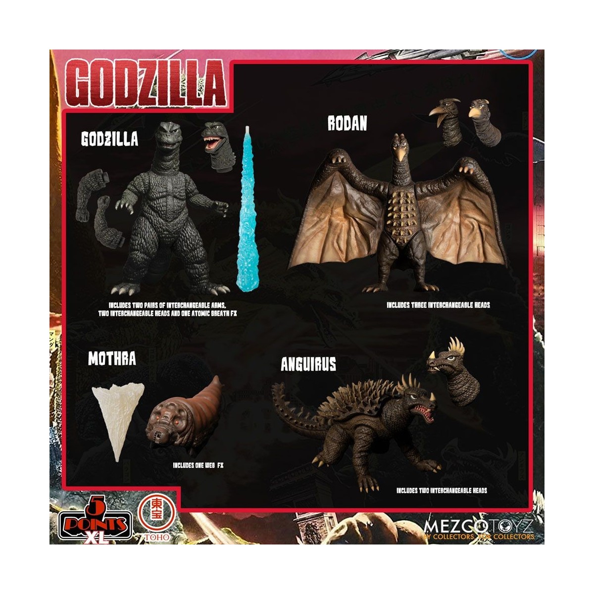 Mezco 5 Puntos XL Deluxe Box Set Ronda 1 - Godzilla: El ataque de los invasores