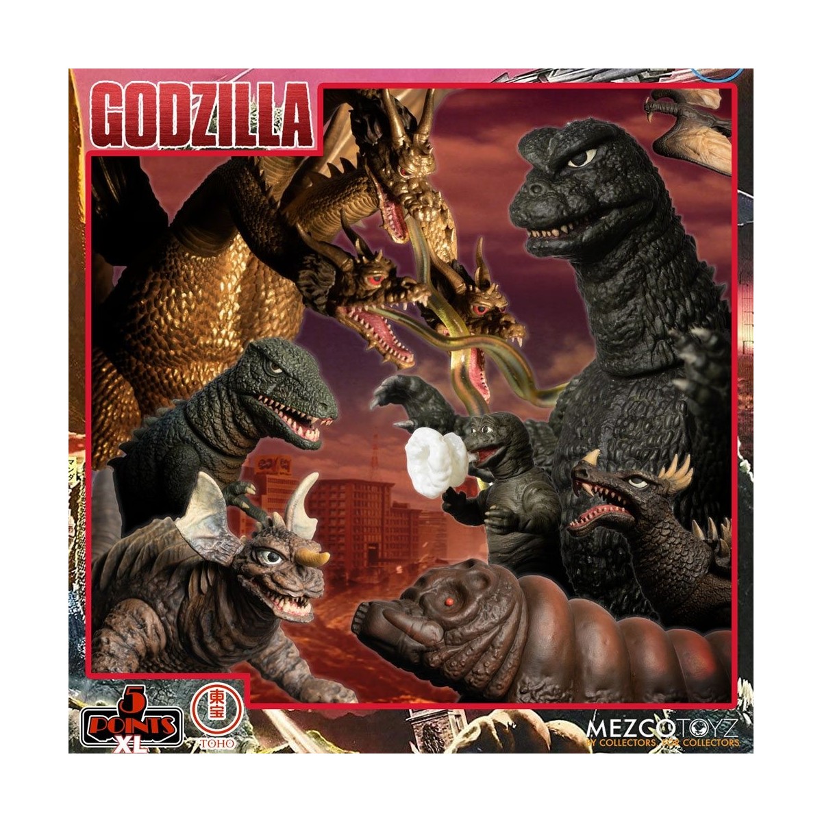 Mezco 5 Puntos XL Deluxe Box Set Ronda 1 - Godzilla: El ataque de los invasores