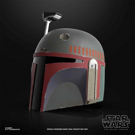 Hasbro - Casco de Boba Fett - Star Wars The Mandalorian - Casco Serie Negra 1:1 Replica Premium