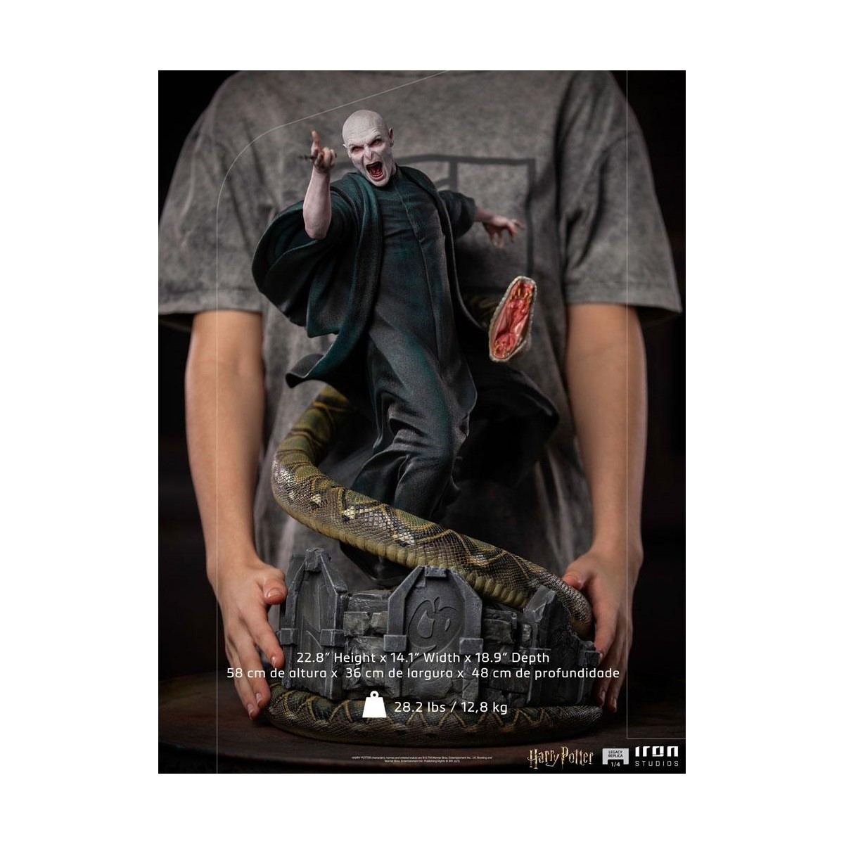 Iron Studios - Réplica de estatua del legado 1/4 Voldemort y Nagini - Harry Potter