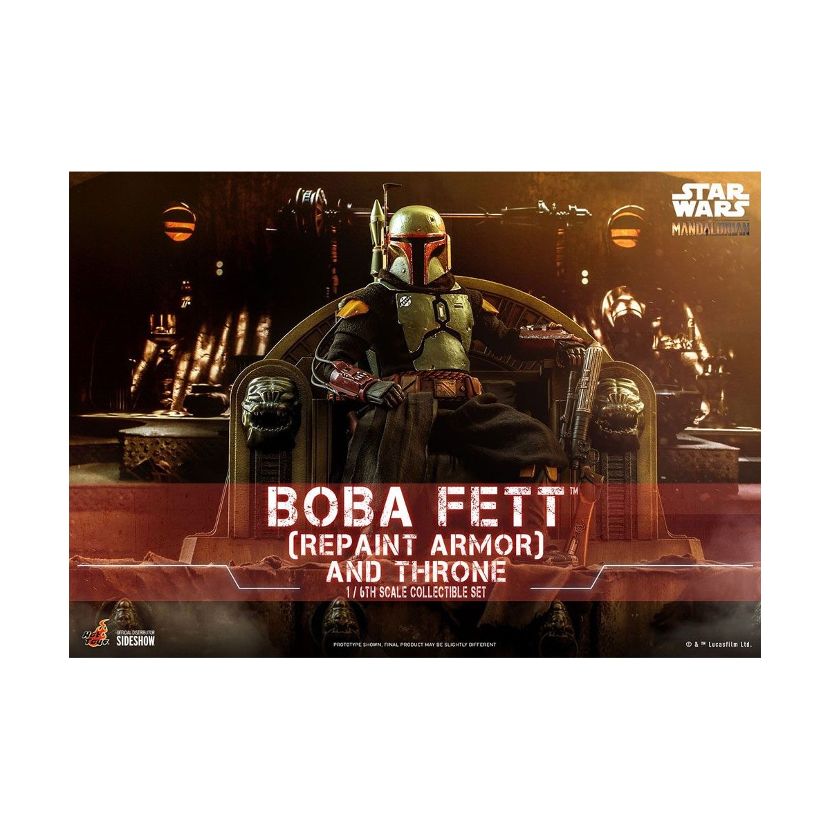 Hot Toys Star Wars The Mandalorian - Boba Fett (Armadura repintada) y Trono 1/6 Obra maestra de la película