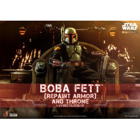Hot Toys Star Wars The Mandalorian - Boba Fett (Armadura repintada) y Trono 1/6 Obra maestra de la película