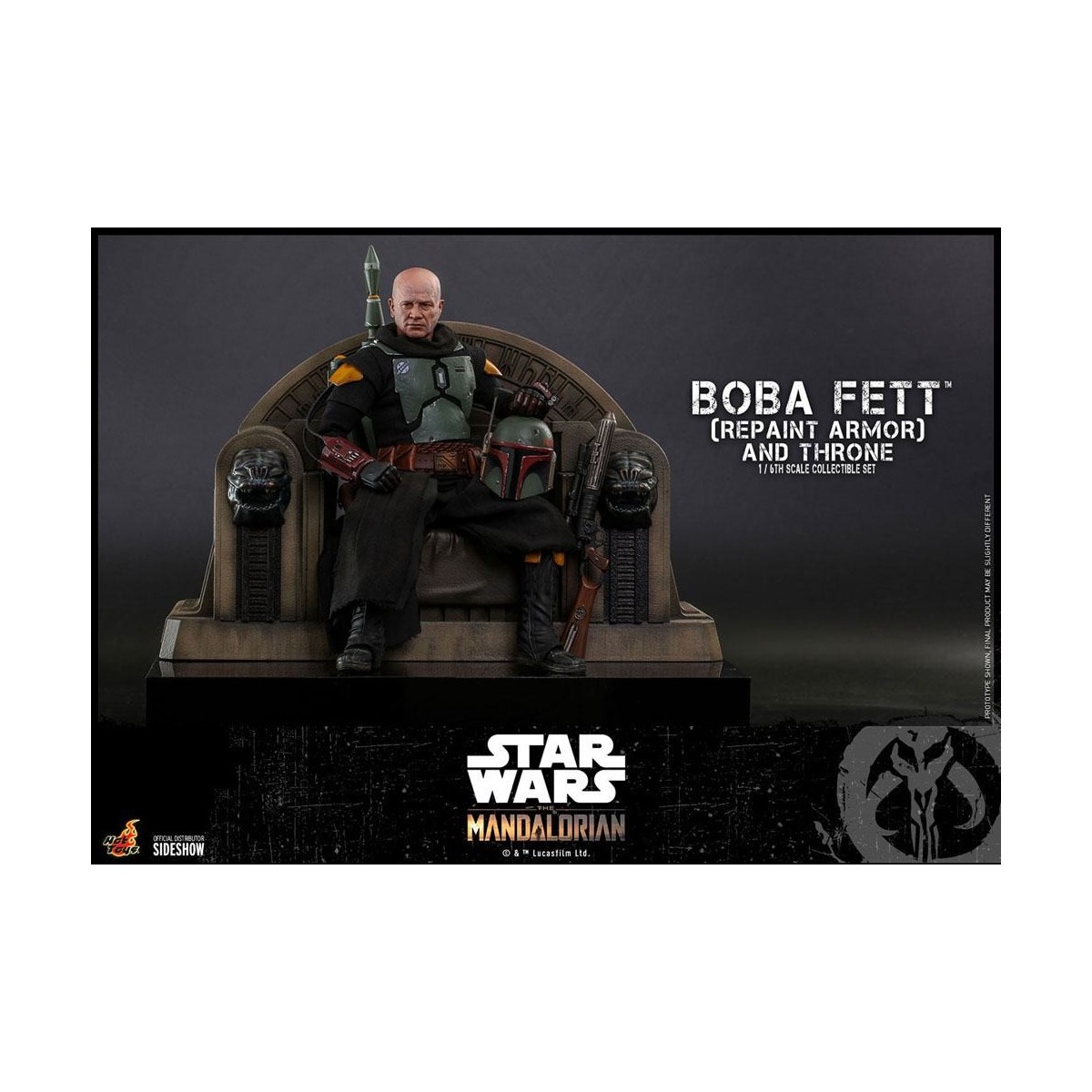 Hot Toys Star Wars The Mandalorian - Boba Fett (Armadura repintada) y Trono 1/6 Obra maestra de la película