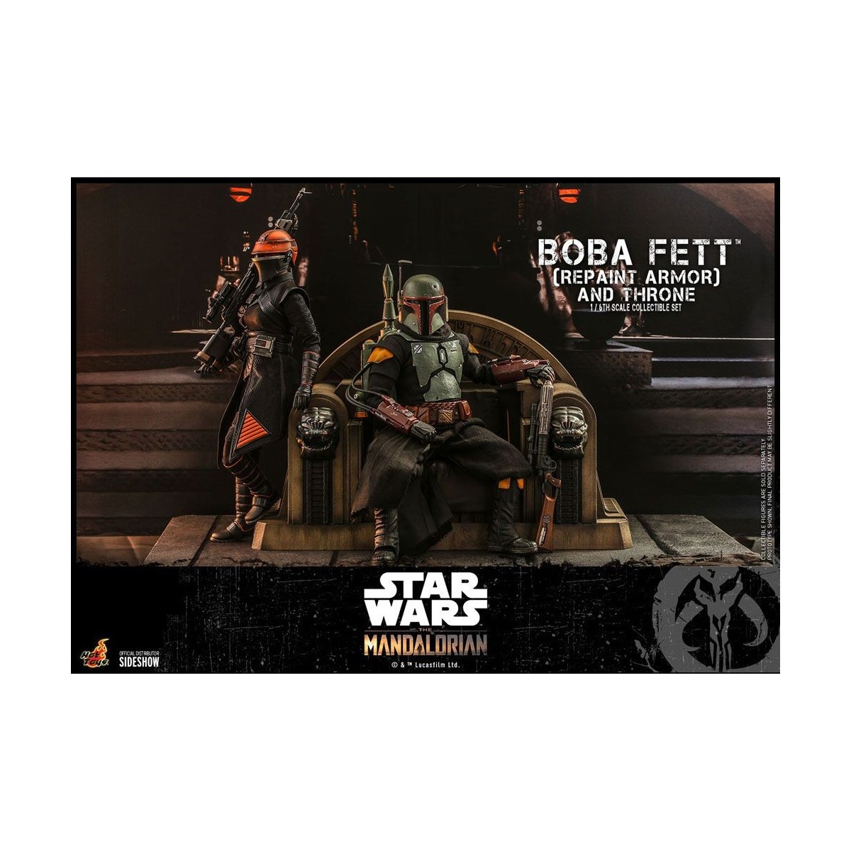 Hot Toys Star Wars The Mandalorian - Boba Fett (Armadura repintada) y Trono 1/6 Obra maestra de la película