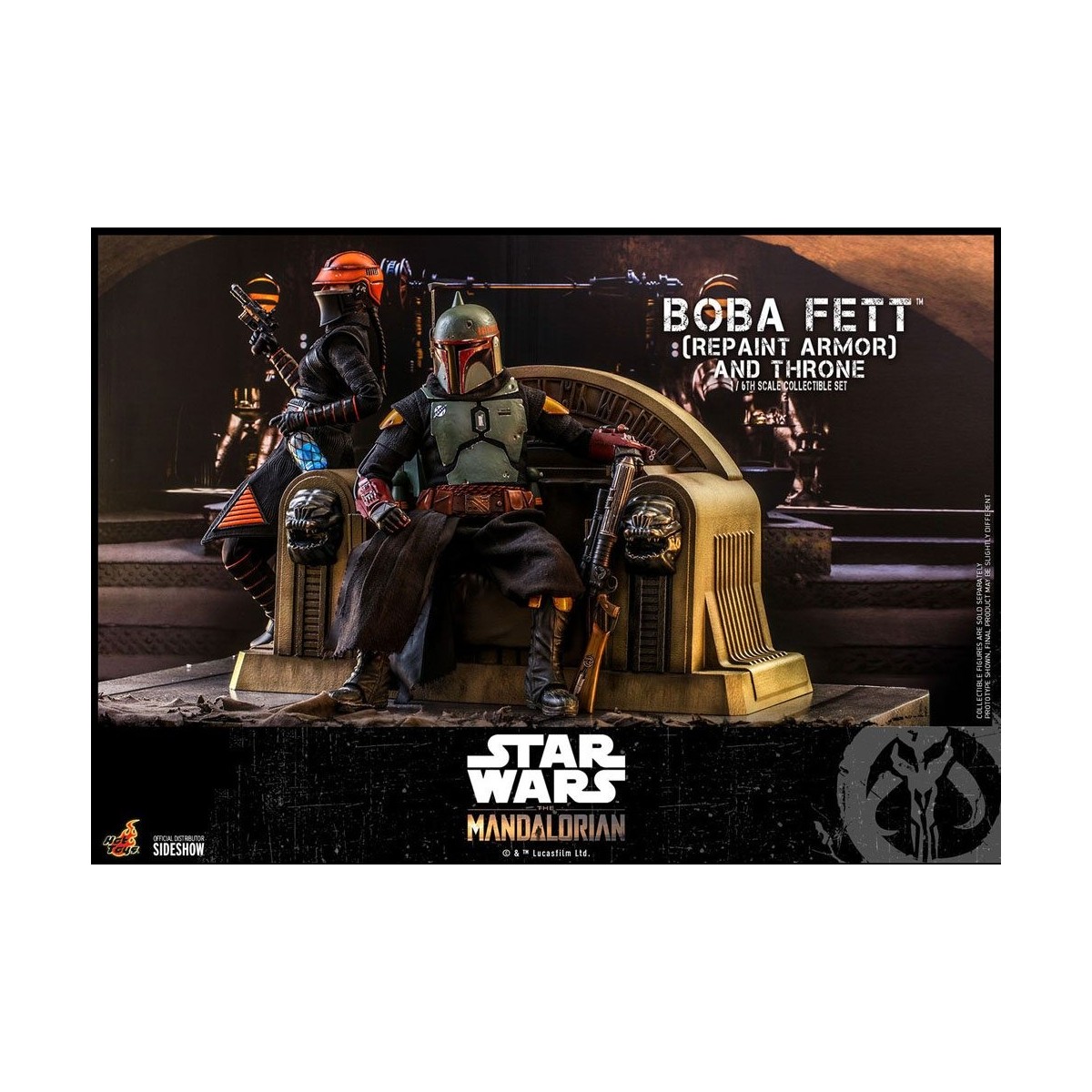 Hot Toys Star Wars The Mandalorian - Boba Fett (Armadura repintada) y Trono 1/6 Obra maestra de la película