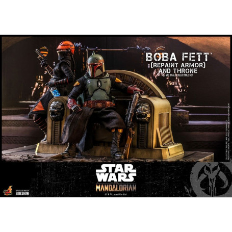Hot Toys Star Wars The Mandalorian - Boba Fett (Armadura repintada) y Trono 1/6 Obra maestra de la película