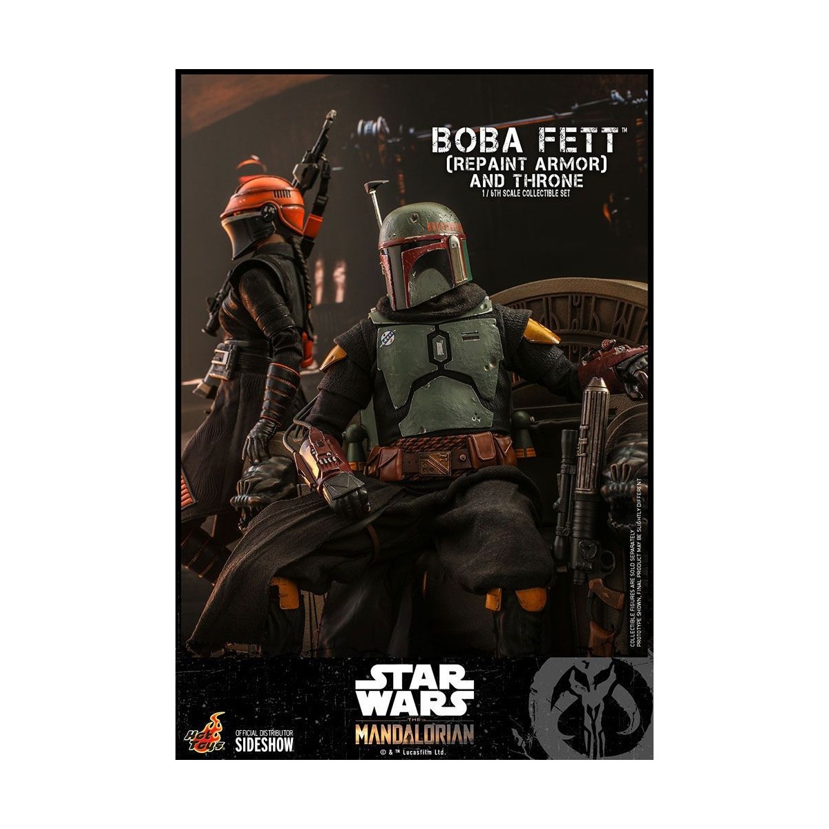 Hot Toys Star Wars The Mandalorian - Boba Fett (Armadura repintada) y Trono 1/6 Obra maestra de la película