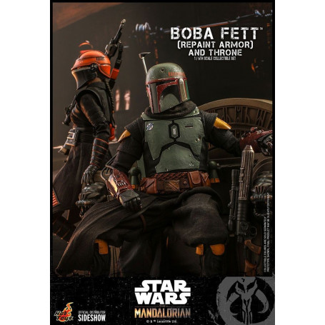 Hot Toys Star Wars The Mandalorian - Boba Fett (Armadura repintada) y Trono 1/6 Obra maestra de la película