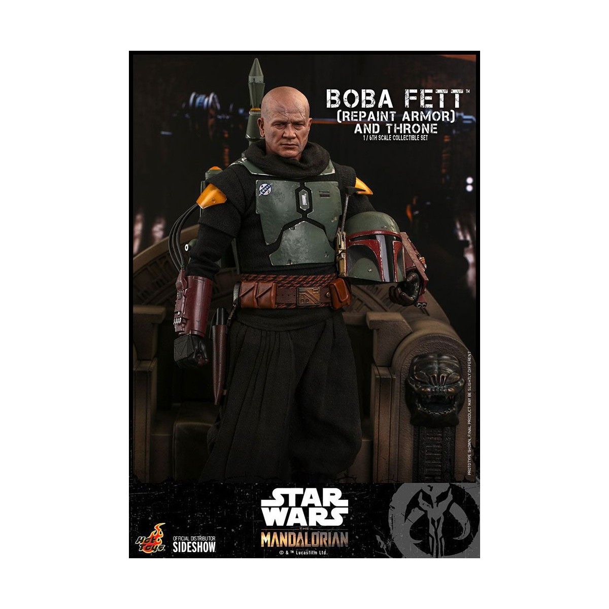 Hot Toys Star Wars The Mandalorian - Boba Fett (Armadura repintada) y Trono 1/6 Obra maestra de la película