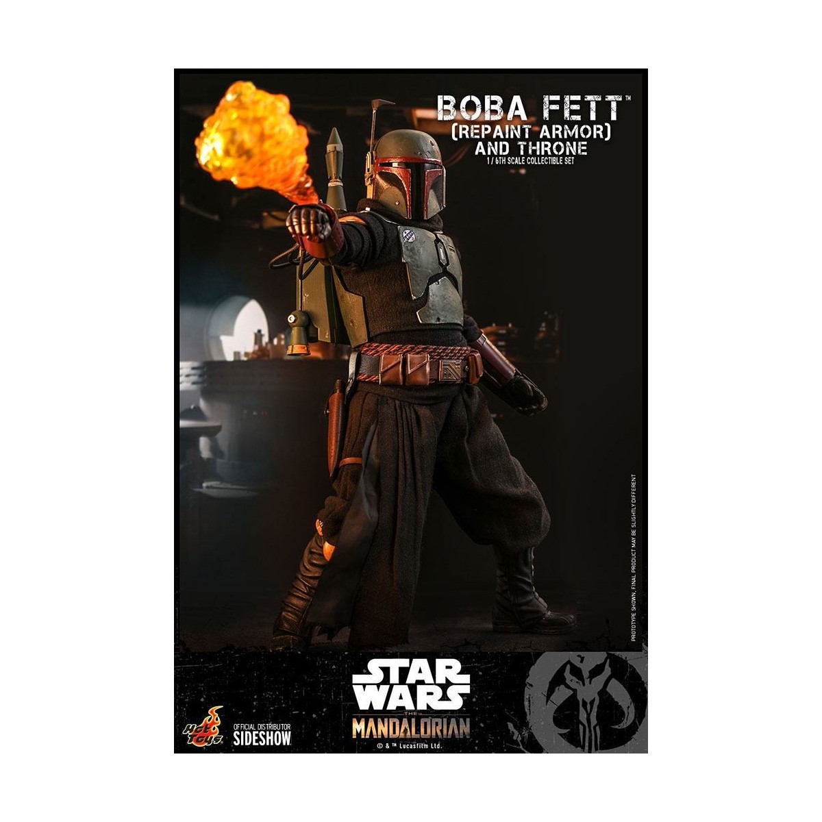 Hot Toys Star Wars The Mandalorian - Boba Fett (Armadura repintada) y Trono 1/6 Obra maestra de la película
