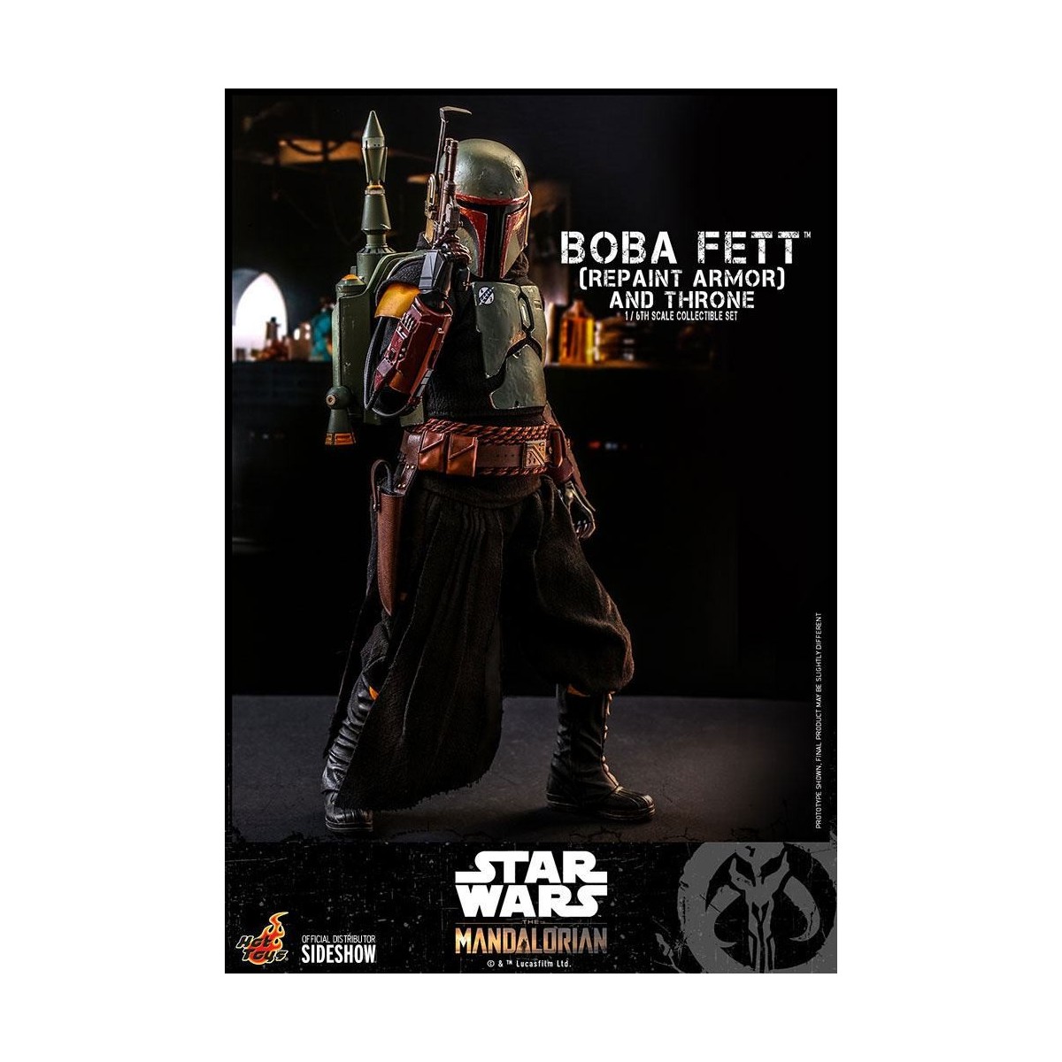 Hot Toys Star Wars The Mandalorian - Boba Fett (Armadura repintada) y Trono 1/6 Obra maestra de la película