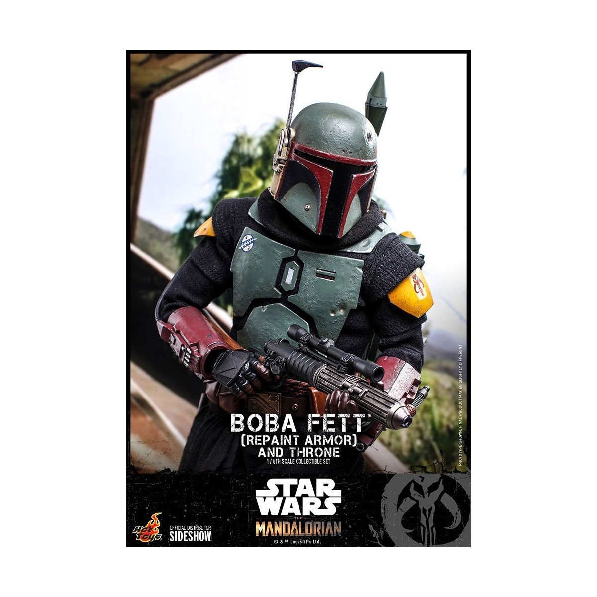 Hot Toys Star Wars The Mandalorian - Boba Fett (Armadura repintada) y Trono 1/6 Obra maestra de la película