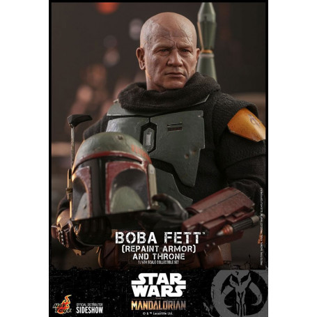 Hot Toys Star Wars The Mandalorian - Boba Fett (Armadura repintada) y Trono 1/6 Obra maestra de la película