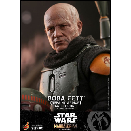 Hot Toys Star Wars The Mandalorian - Boba Fett (Armadura repintada) y Trono 1/6 Obra maestra de la película