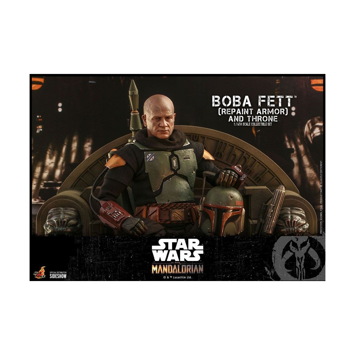 Hot Toys Star Wars The Mandalorian - Boba Fett (Armadura repintada) y Trono 1/6 Obra maestra de la película