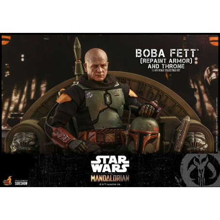 Hot Toys Star Wars The Mandalorian - Boba Fett (Armadura repintada) y Trono 1/6 Obra maestra de la película