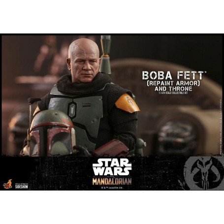 Hot Toys Star Wars The Mandalorian - Boba Fett (Armadura repintada) y Trono 1/6 Obra maestra de la película
